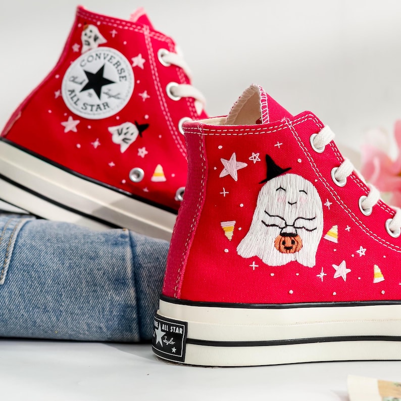 Ghost Embroidered Converse Shoes