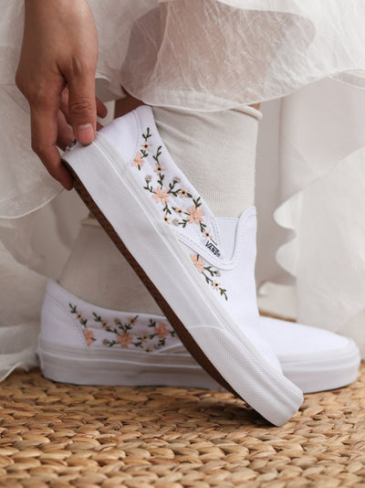 Peach Blossom Converse Embroidery