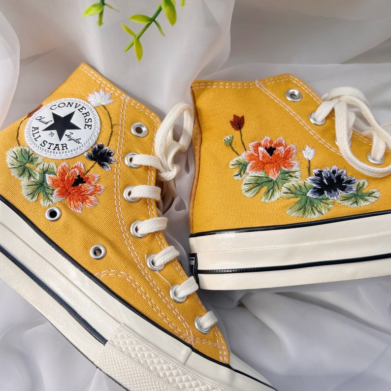 Lotus Flowers Converse Embroidery