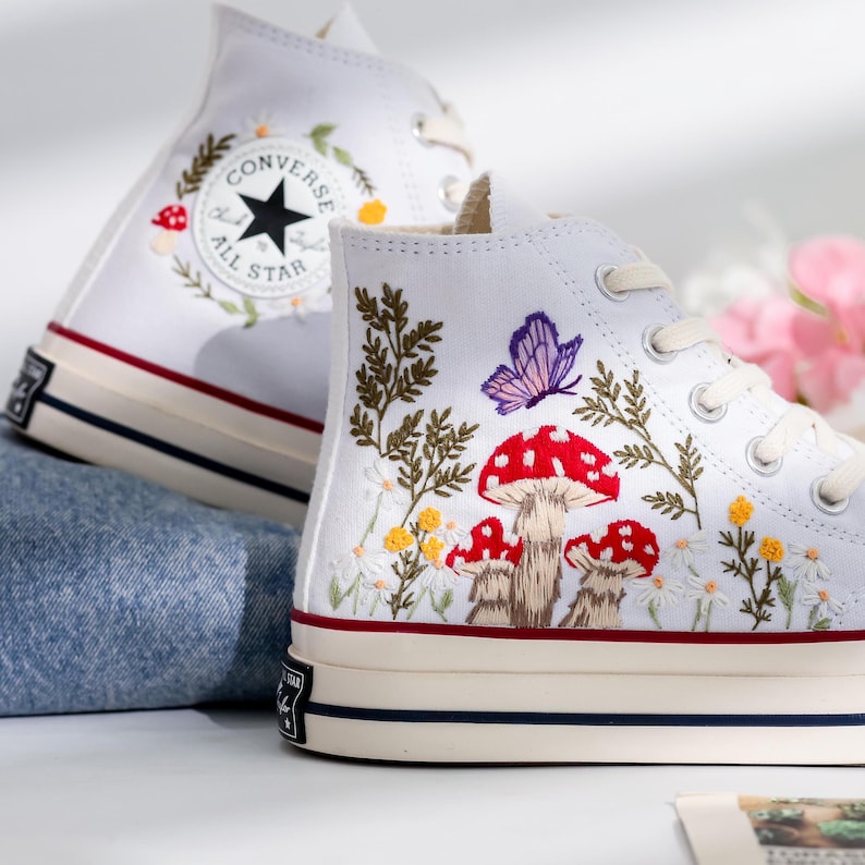 Mushrooms Embroidered Converse Shoes