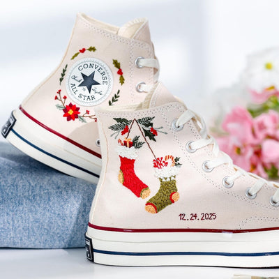 Christmas Stockings Embroidered Converse Shoes