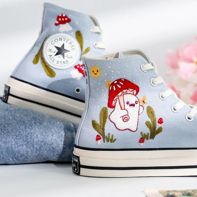 Ghost Embroidered Converse Shoes