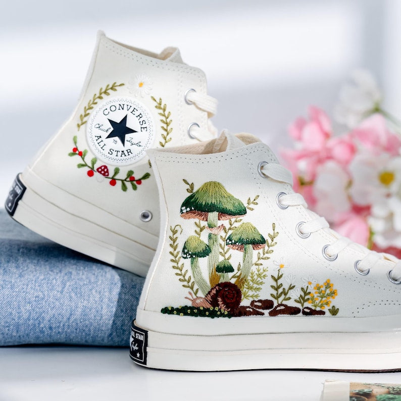 Mushrooms Embroidered Converse Shoes