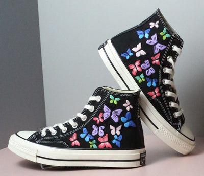 Colorful Butterflies Converse Embroidery