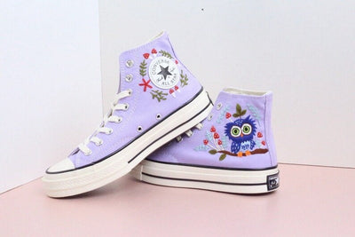 Owl Mushroom Converse Embroidery