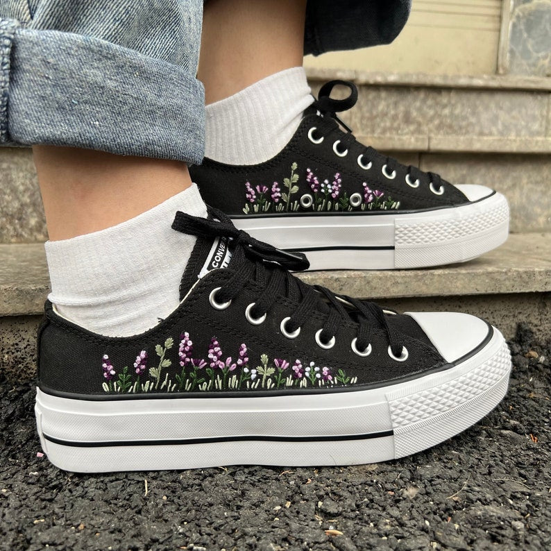 Lavender Meadow Converse Embroidery