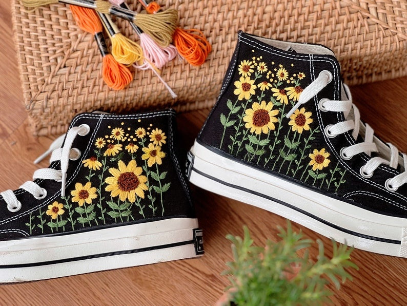 Sunflower Field Converse Embroidery