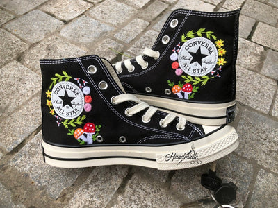 Custom converse high tops embroidered mushroom