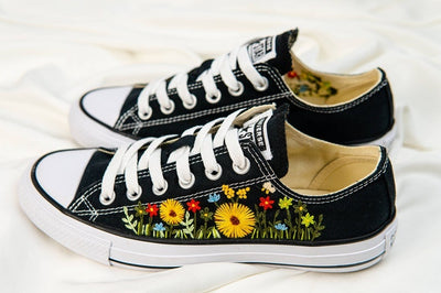 Yellow Daisy Field Converse Embroidery