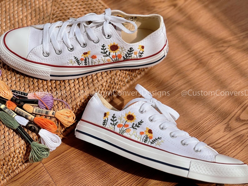 Embroidered Sneakers Sunflower Garden