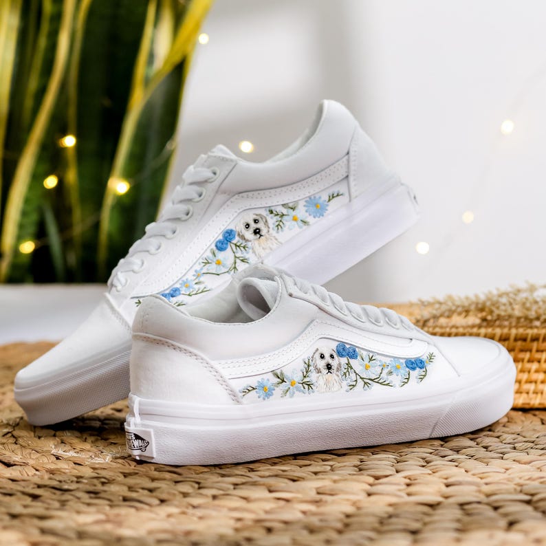 Blue Rose Puppy Converse Embroidery