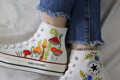 Mushrooms Embroidered Converse Custom