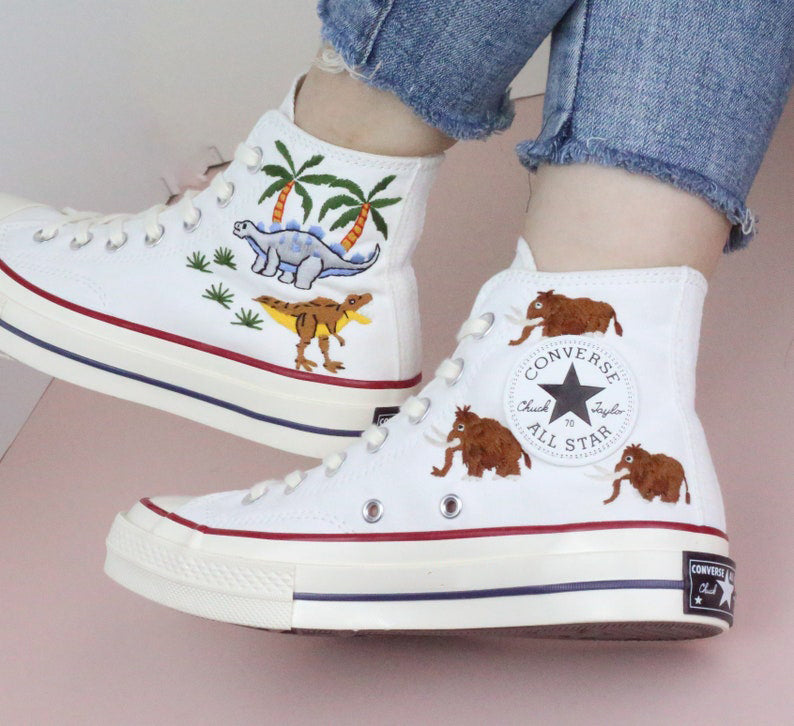 Dinosaur Mammoth Converse Embroidery