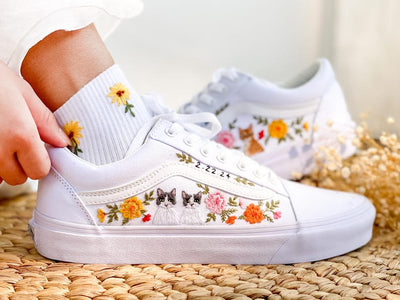 Cat Rose Wedding Converse Embroidery