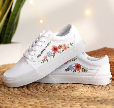 Multicolor Wildflowers Converse Embroidery