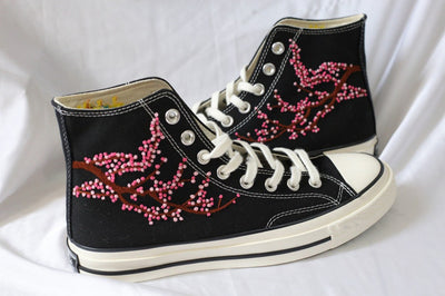 Cherry Blossom & Sunflower Converse Embroidery