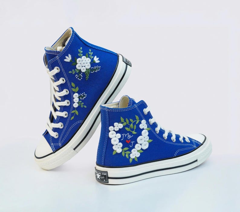 Custom Wedding Converse Embroidered Flower