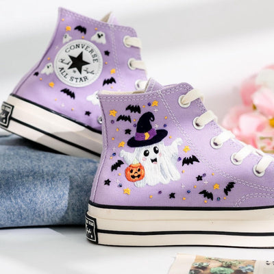 Cute Magic Ghost Embroidered Converse Shoes