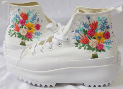 Rose Sunflower Bouquet Converse Embroidery