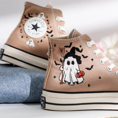 Ghost Embroidered Converse Shoes