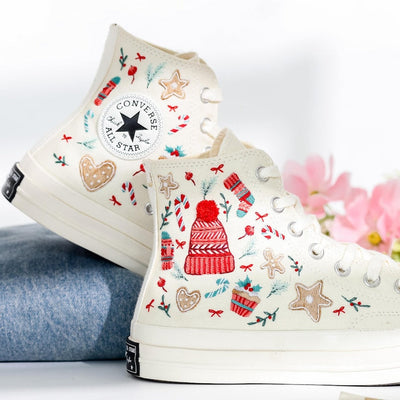 Christmas Sweaters Embroidered Converse Shoes