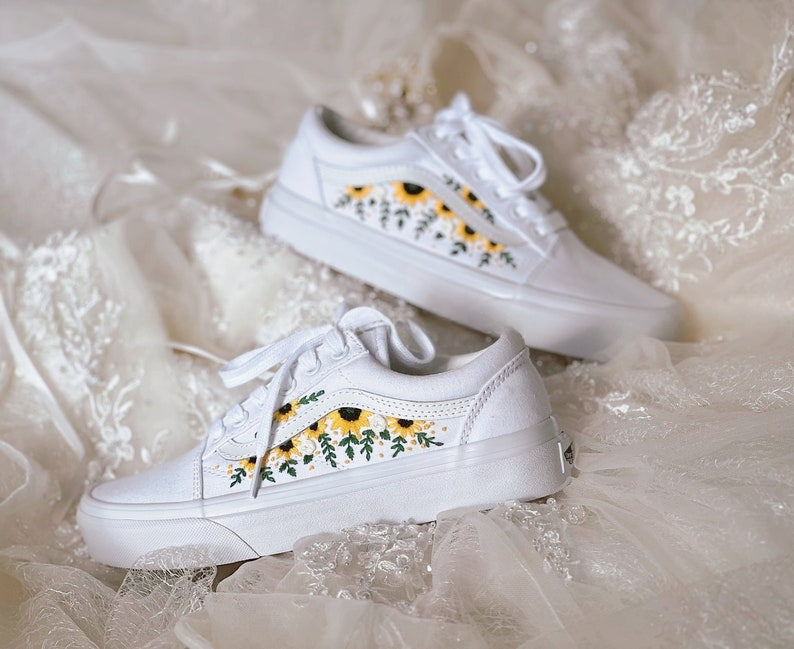Sunflower Cascade Converse Embroidery