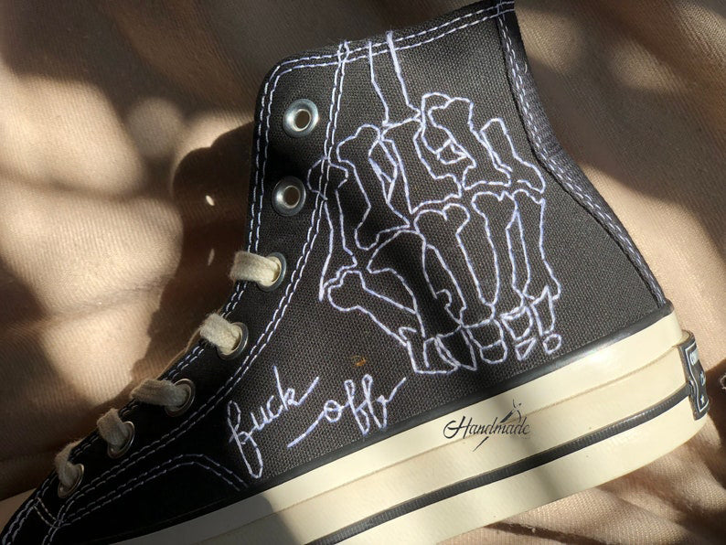 Skeleton Hand Converse Embroidery