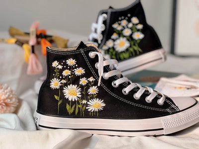 Daisy Flower Converse Embroidery