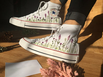 Lavender Field Converse Embroidery