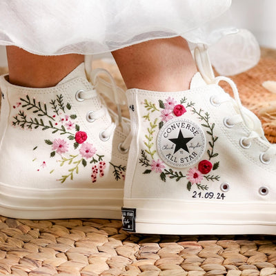 Rose Wreath Wedding Converse Embroidery