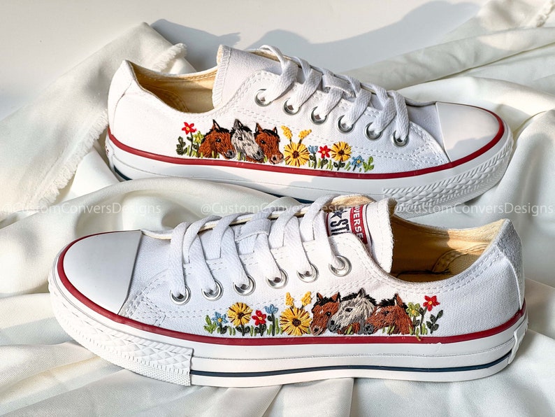 Converse Low Tops Horses And Colorful Flower