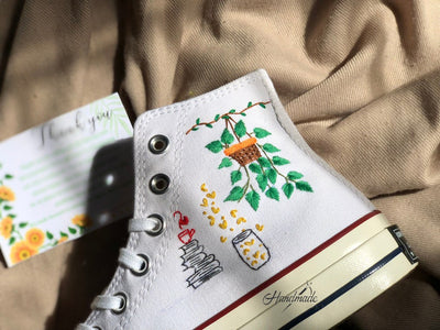 Hanging Plant Book Lover Converse Embroidery