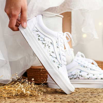Blue Daisy Vine Converse Embroidery