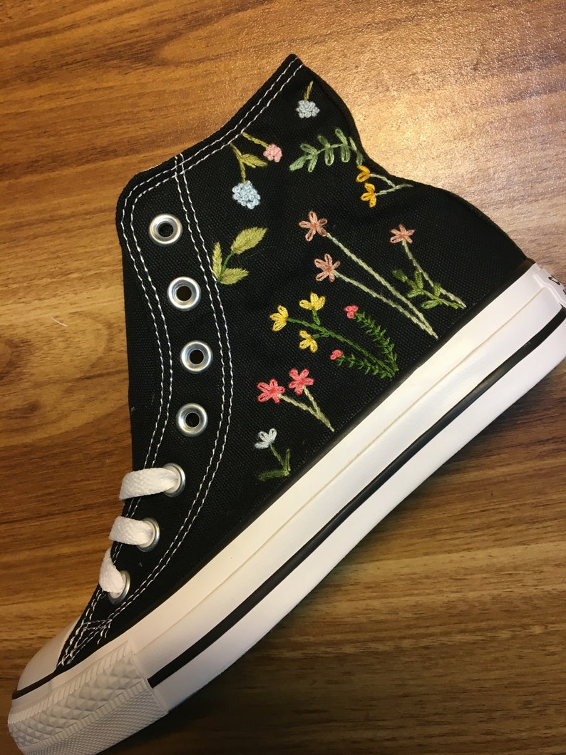 Colorful Wildflower Converse Embroidery
