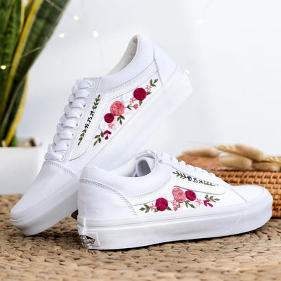 Pink Rose Wedding Converse Embroidery