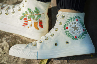 Christmas Stockings Wreath Converse Embroidery