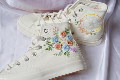 Pastel Bouquet Converse Embroidery