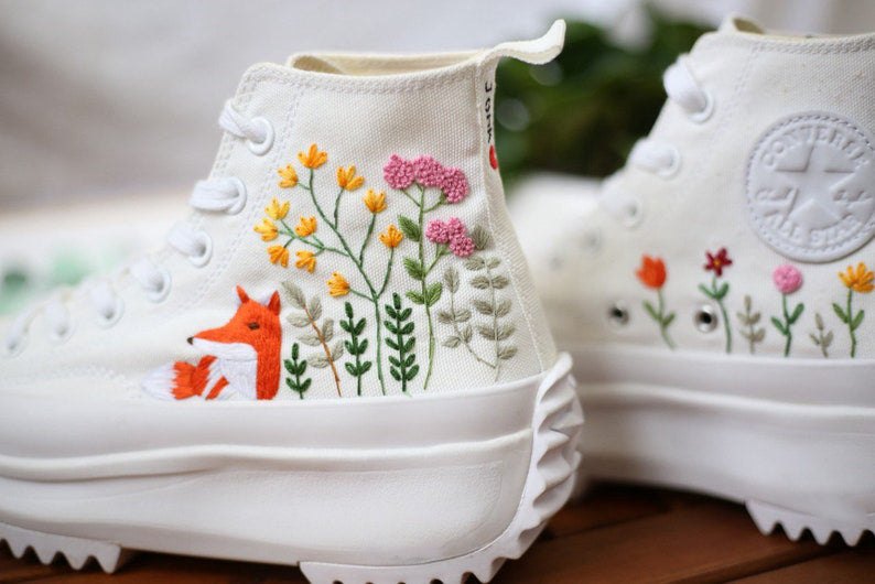 Fox Wildflower Converse Embroidery