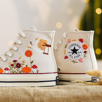 Autumn Pumpkin & Swing Converse Embroidery