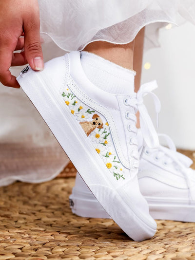 Dog Floral Converse Embroidery