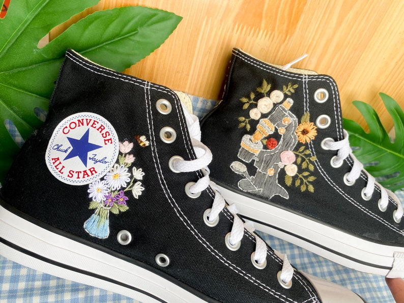 Mushrooms and Flowers Converse Embroidery