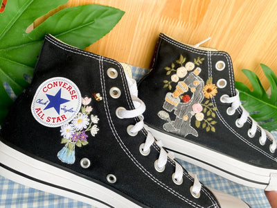 Mushrooms and Flowers Converse Embroidery