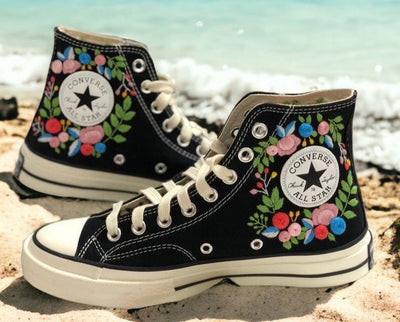 Dragonfly Floral Wreath Converse Embroidery