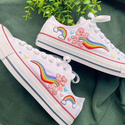 Embroidered Converse/Custom Bear And Rainbow