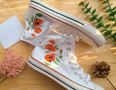 Poppy Flower Converse Embroidery