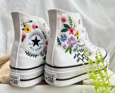 WEDDING Converse Mountain And Colorful Flowers