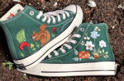 Squirrel Mushroom Converse Embroidery