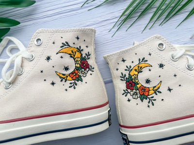 Moon and Flower Converse Embroidery