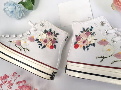 Cosmos Rose Wedding Converse Embroidery