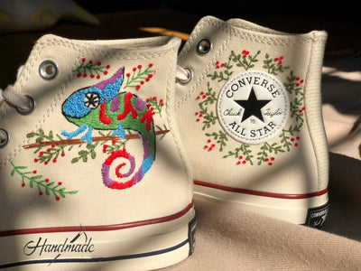 Chameleon Squirrel Converse Embroidery